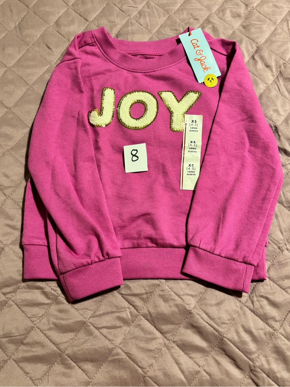 Cat & Jack Hot Pink 'JOY' Crewneck Sweatshirt